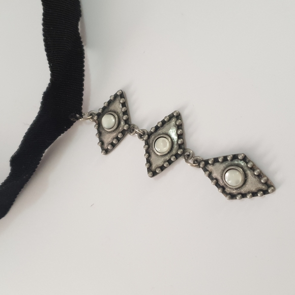 Long pendant adjustable choker boho black/grey - Picture 3 of 14